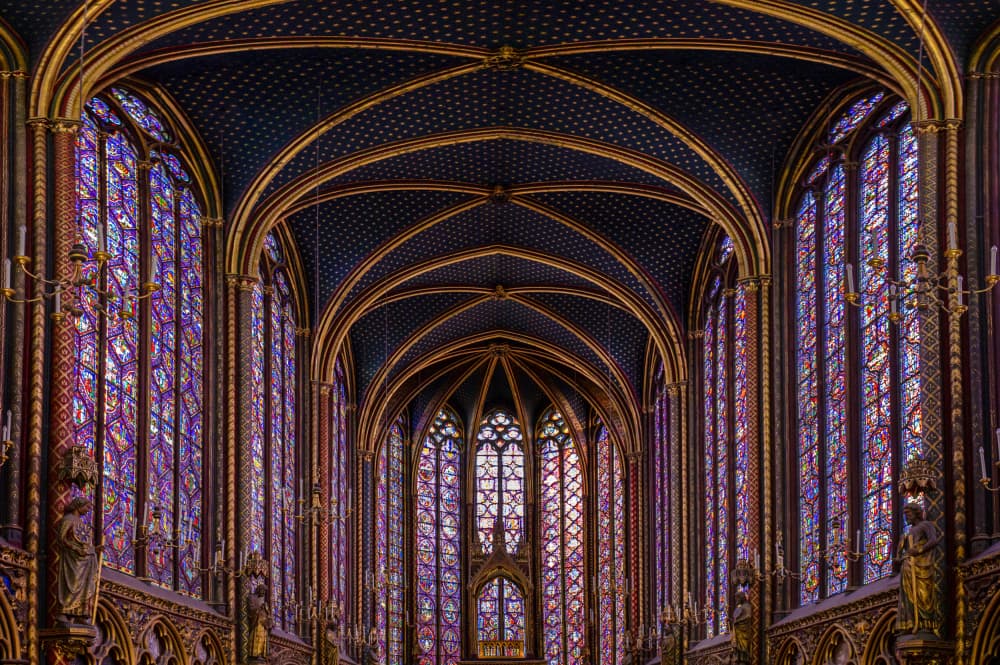 Vibrant Stained Glass Chapel by JUAN CARLOS HERVÁS MARTÍNEZ — canvas wall art
