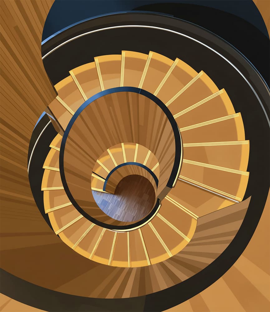 Spiral Wooden Staircase by Arnon Orbach — canvas wall art