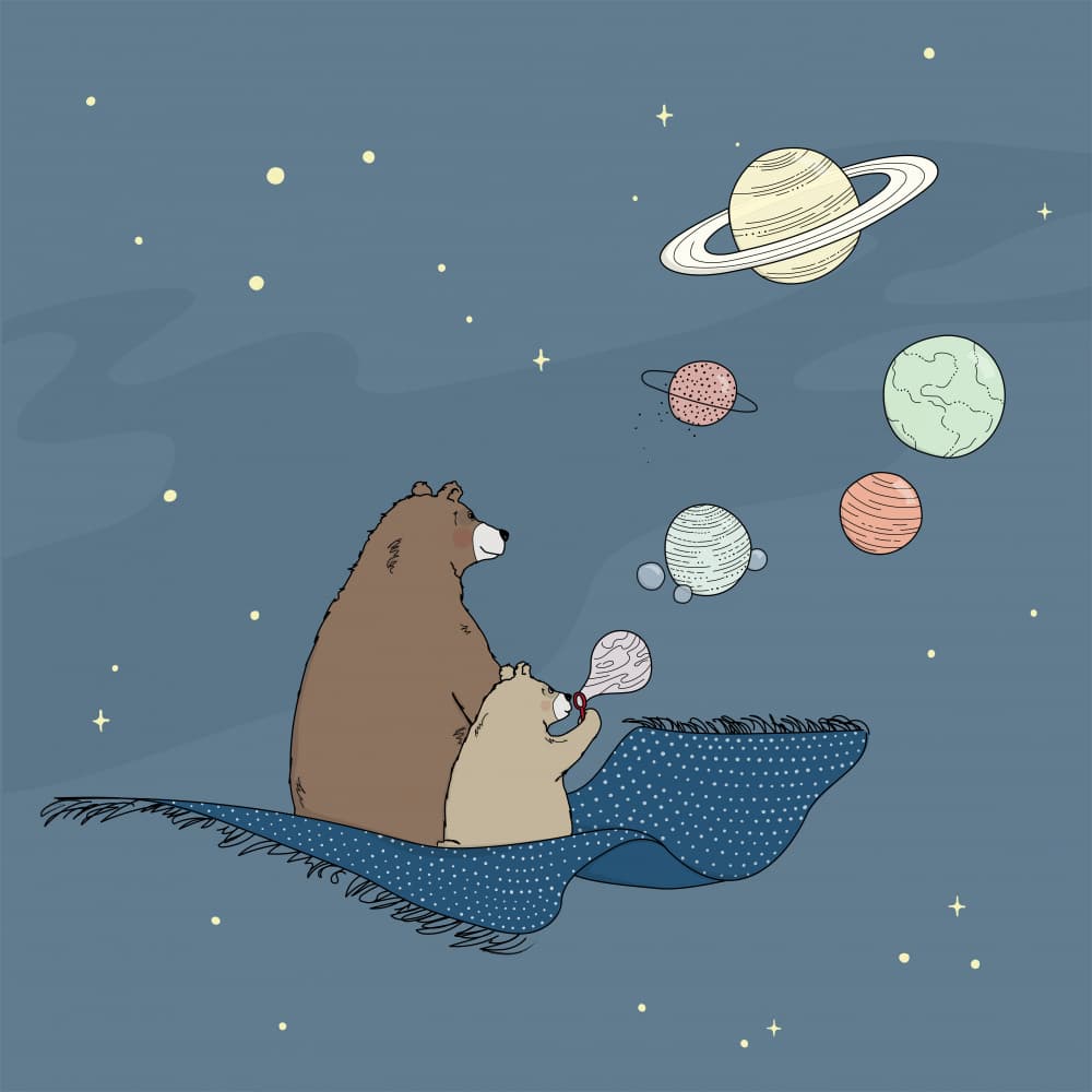 Bears Blowing Planet Bubbles by Christina Heitmann — canvas wall art