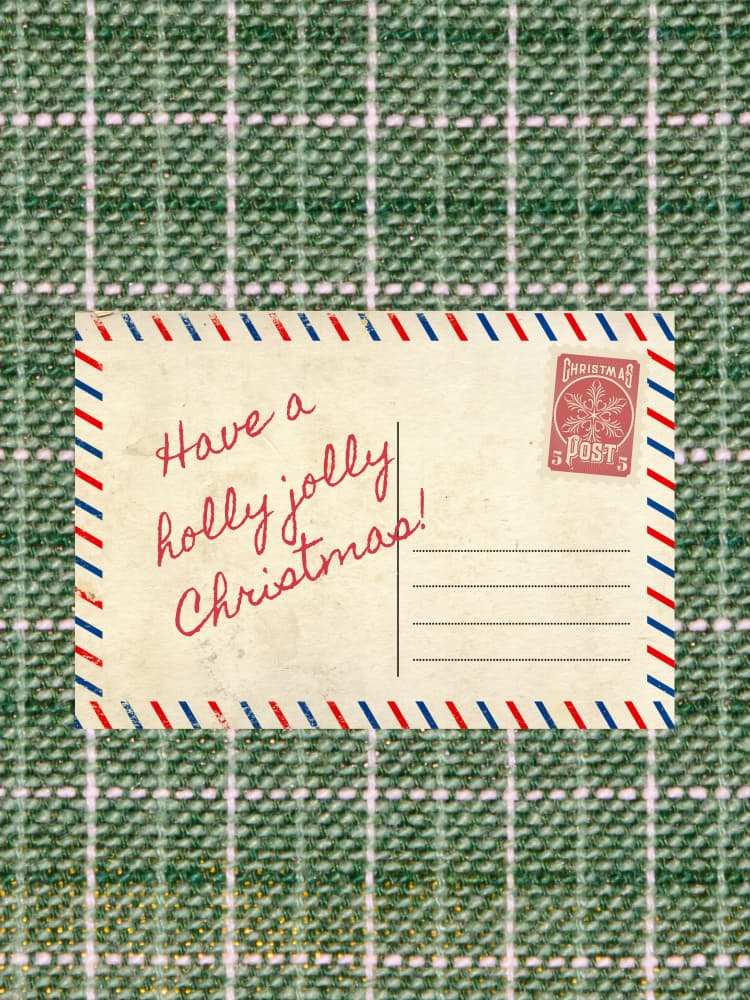 Jolly Christmas Postcard by Jolly and Dash — canvas wall art