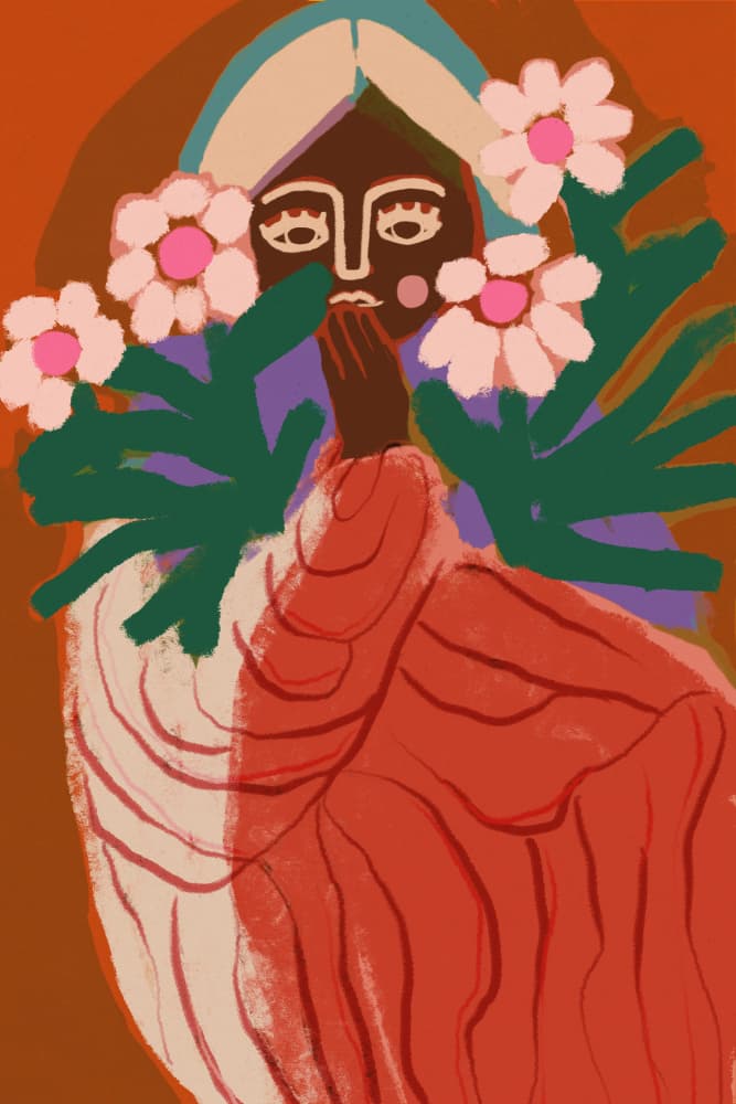 Shy Flower Girl by Treechild — canvas wall art