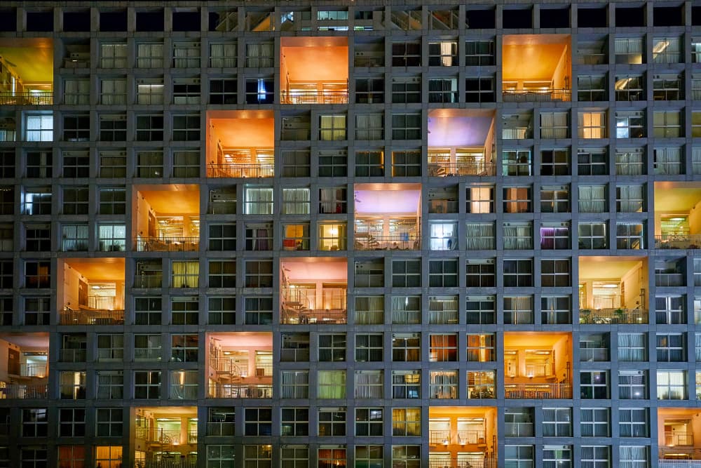 Glowing City Windows by Makoto Nishikura — canvas wall art