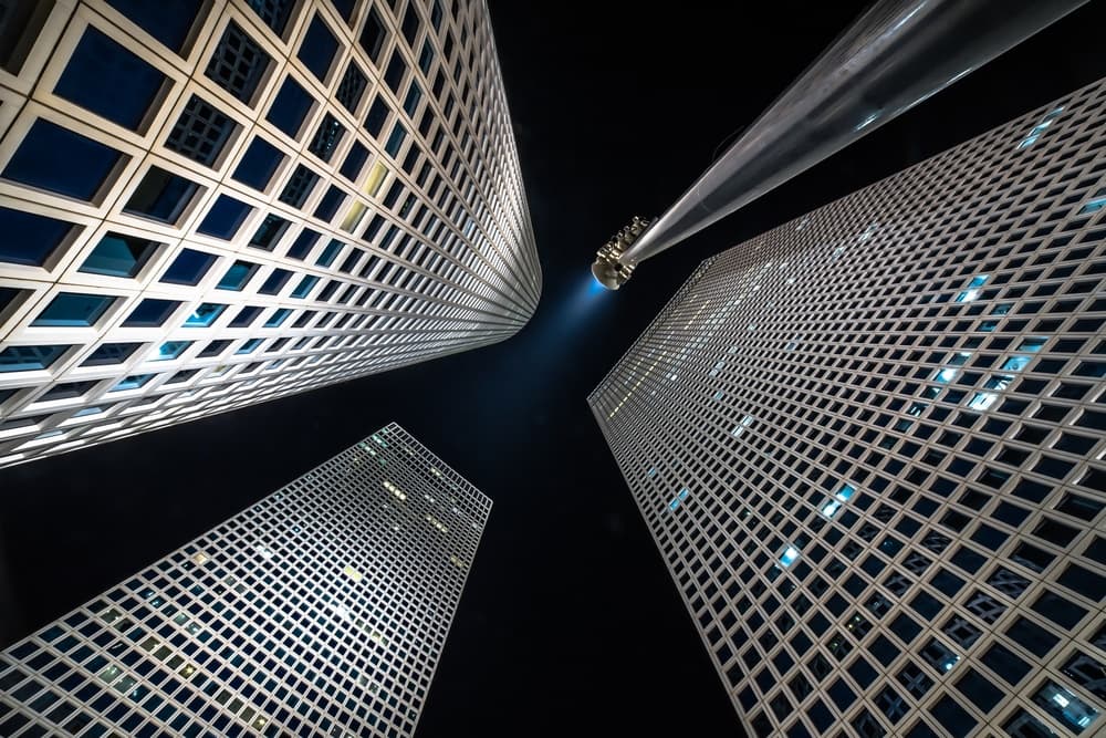 Upward City Night by Isam Telhami — canvas wall art