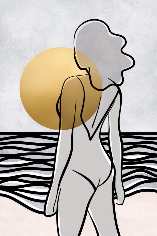 Golden Beach Woman by Rosana Laiz Blursbyai — canvas wall art