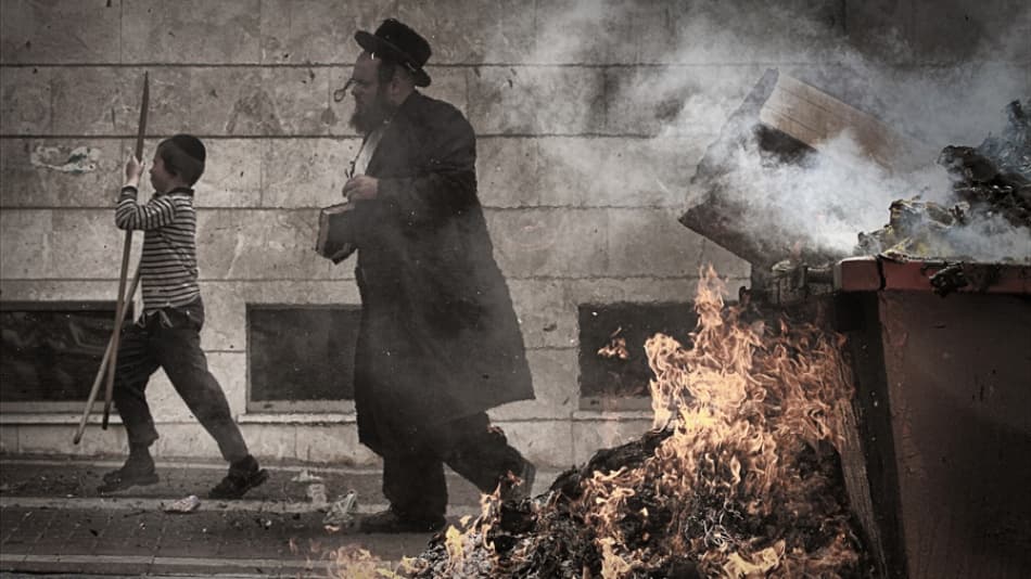 Orthodox Man Boy Fire by Noam Mymon — canvas wall art