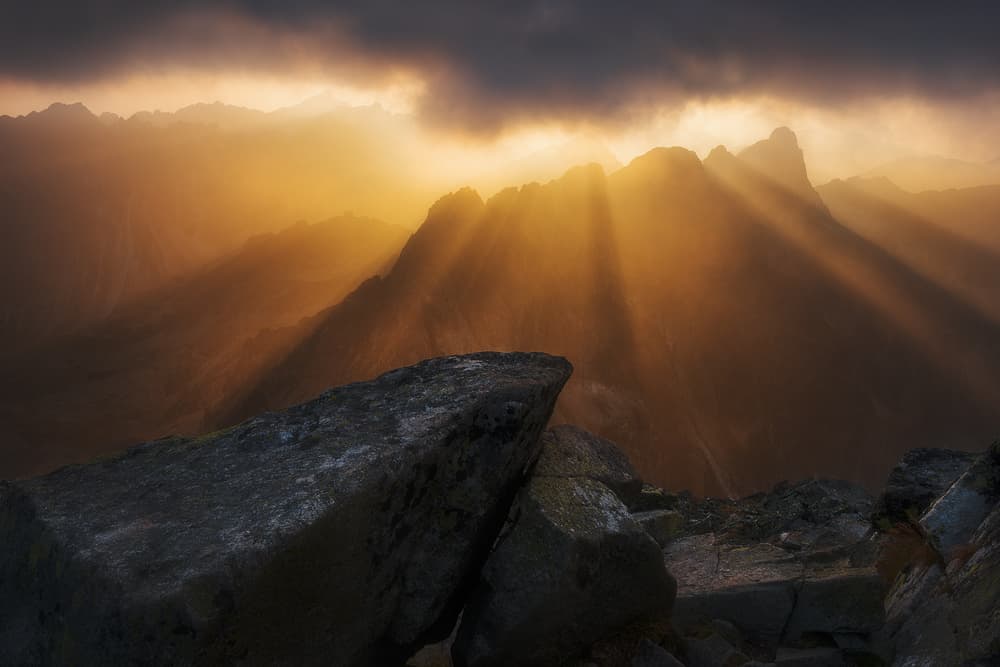 Golden Mountain Sun Rays by Szabo Zsolt Andras — canvas wall art