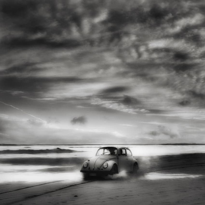 Vintage Beetle Coastal Journey by Yvette Depaepe — canvas wall art