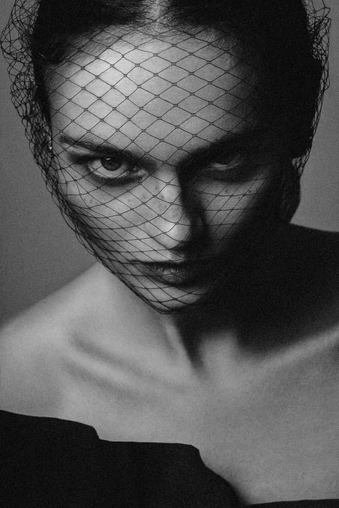 Mysterious Veiled Gaze by Sima Bivolarska — canvas wall art