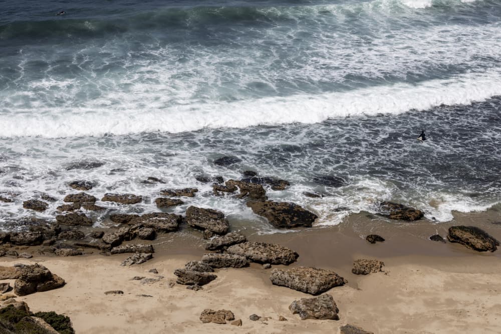 Rocky Beach Waves by Mareike Böhmer — canvas wall art