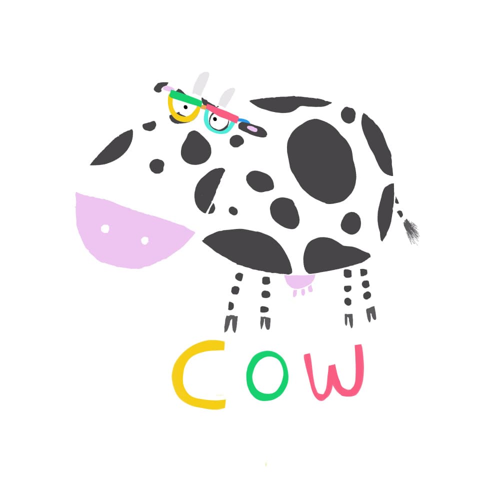 Colorful Funny Cow by Carla Daly — canvas wall art