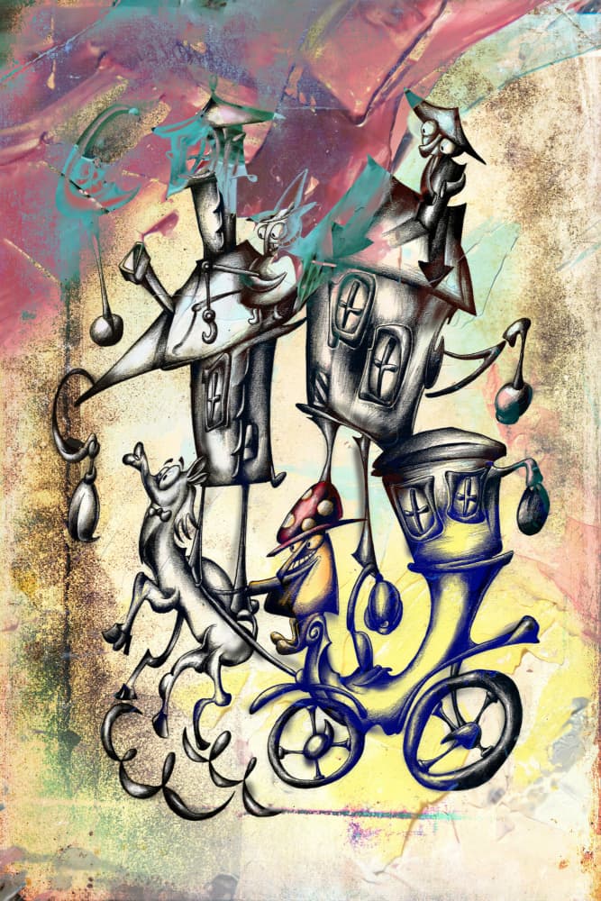 Whimsical Walking Houses by Rafal Kulik — canvas wall art