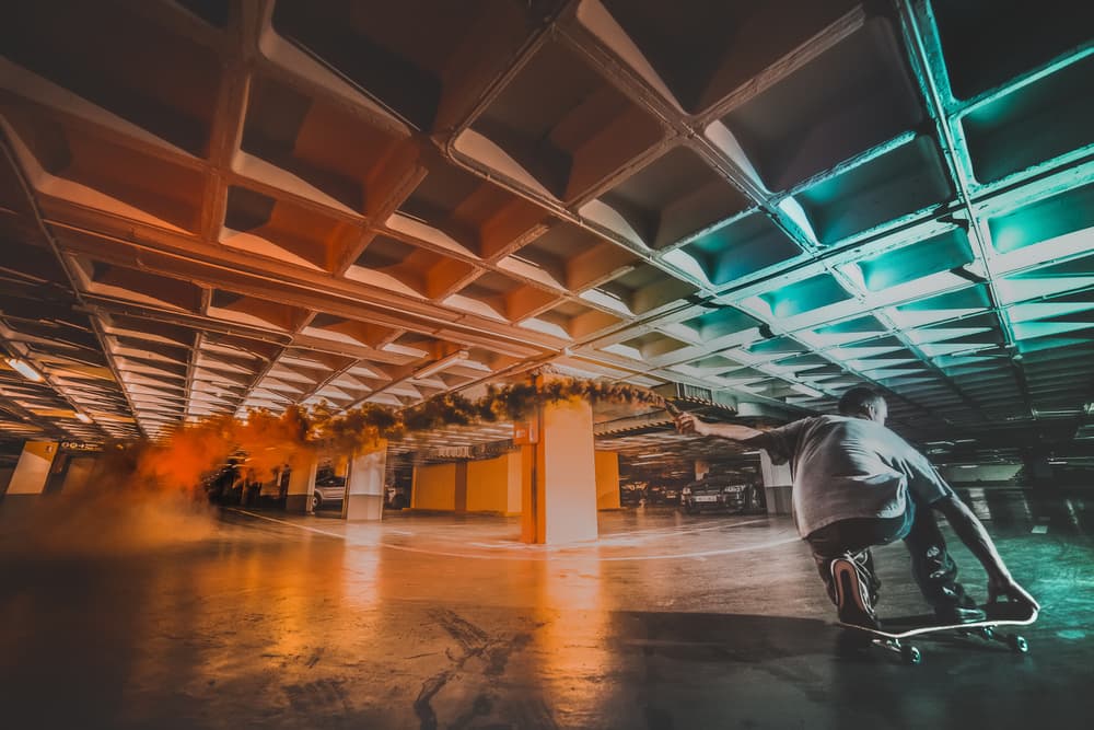 Skateboard Smoke Trail by Isma Yunta — canvas wall art