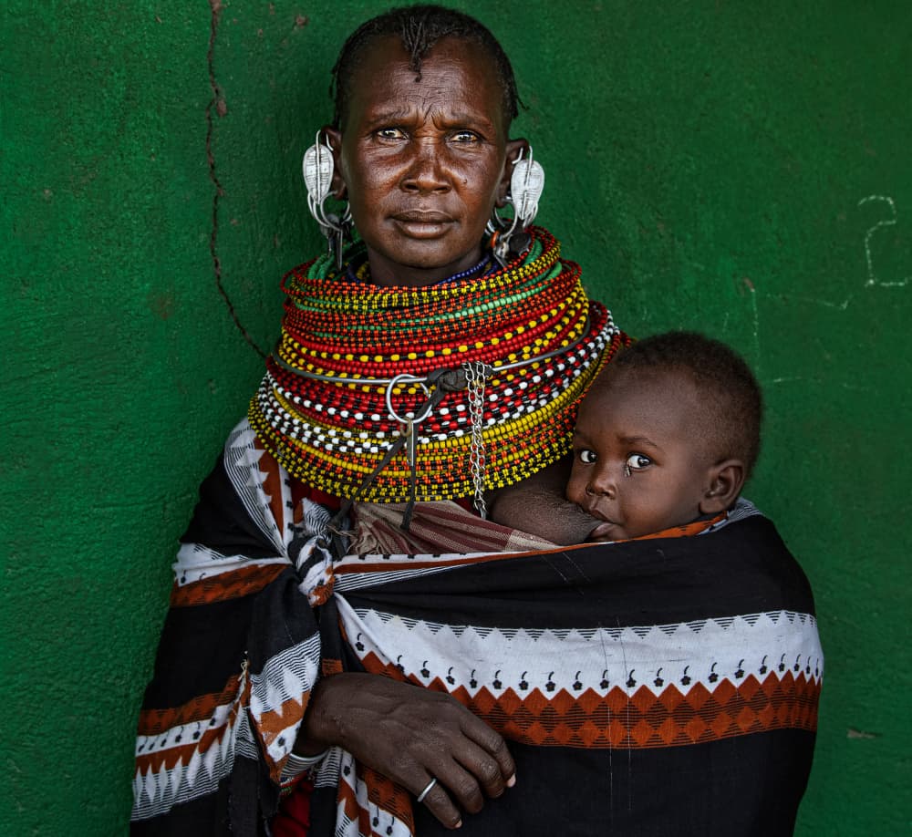 Beaded African Mother and Child by Joxe Inazio Kuesta Garmendia — canvas wall art