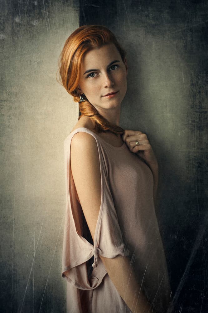 Serene Redhead Portrait by Jozef Kiss — canvas wall art