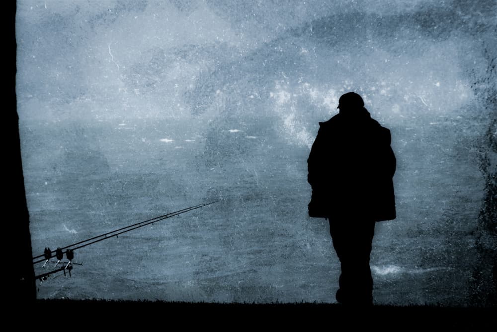 Solitary Sea Fisherman by Simon H — canvas wall art