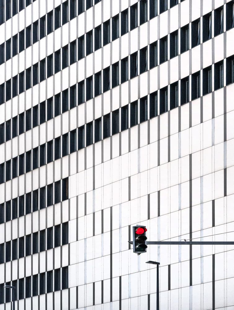 Urban Geometry Red Light by Jef Van den Houte — canvas wall art