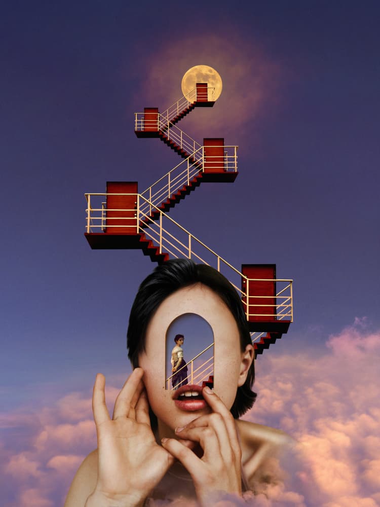 Stairway Through Mind by Paste in Place — canvas wall art