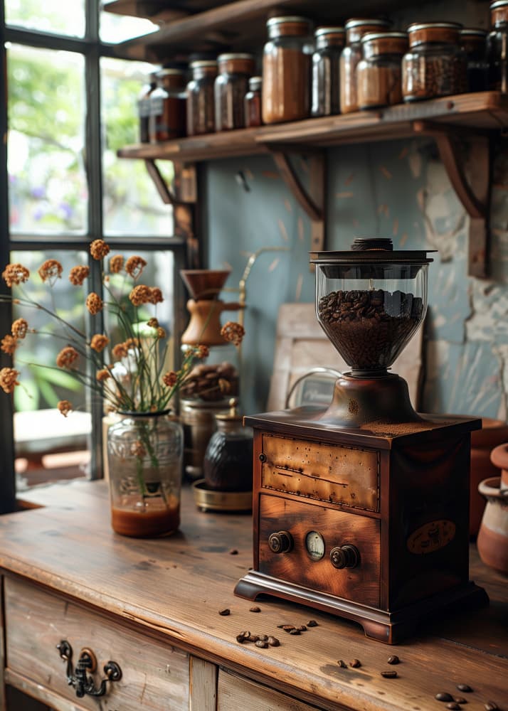 Vintage Coffee Grinder by Justyna Jaszke — canvas wall art