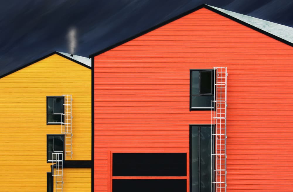 Colorful Geometric Buildings by Hans-Wolfgang Hawerkamp — canvas wall art