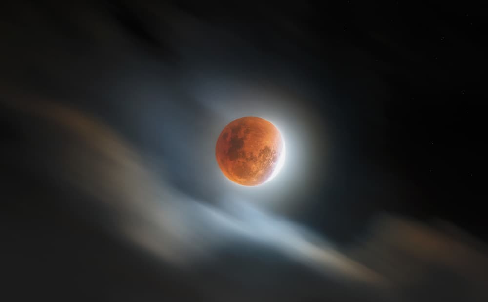 Glowing Blood Moon by Rooswandy Juniawan — canvas wall art