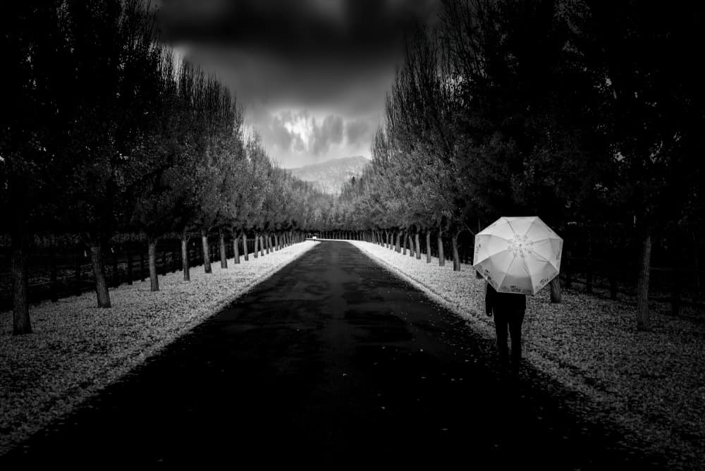 Lonely Figure Dark Road by Jiahong Zeng — canvas wall art