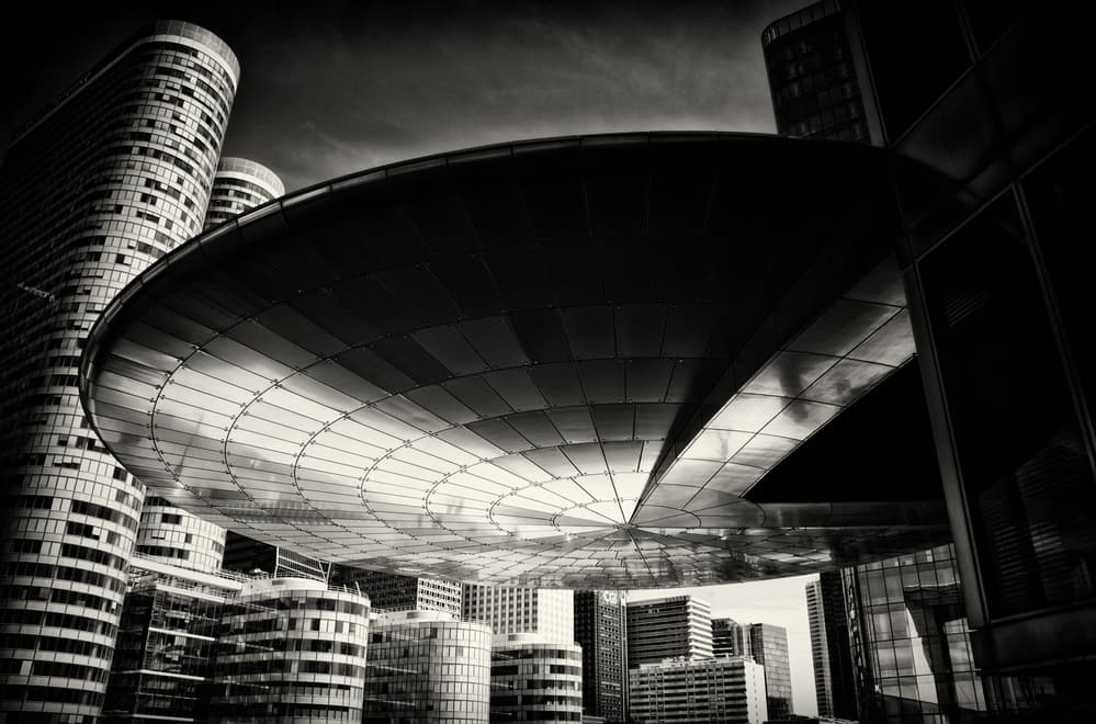 Modern Cityscape Drama by Yiannis Logiotatides — canvas wall art