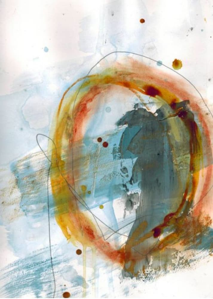 Golden Teal Enso by Deb Chaney — canvas wall art
