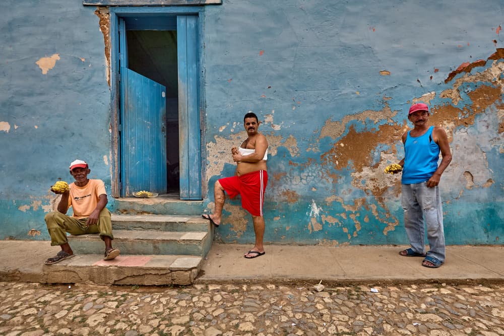 Street Life Blue Wall by Avital Hershkovitz — canvas wall art