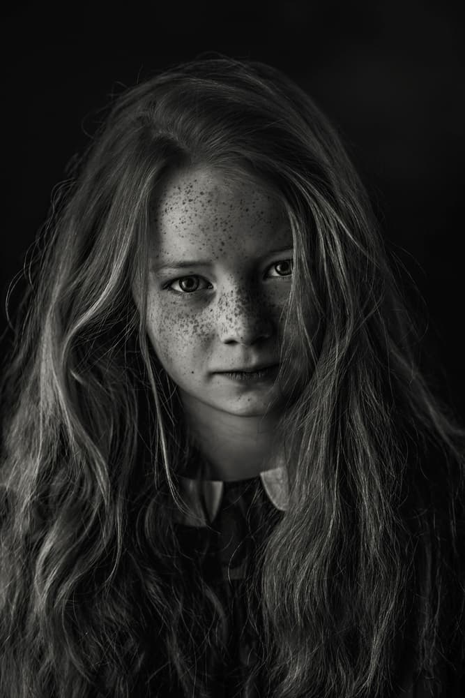 Pensive Freckled Girl by Ewa Cwikla — canvas wall art