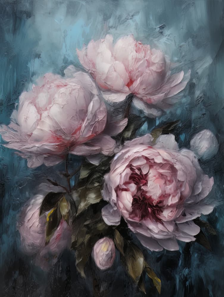 Moody Pink Peonies by Bilge Paksoylu — canvas wall art