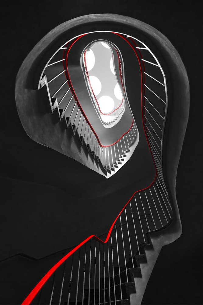 Red Staircase Spiral by Alexej Schulz — canvas wall art