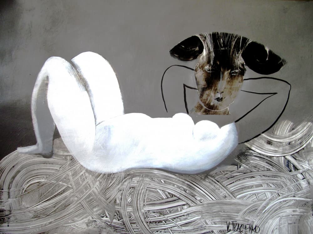 Contemplative Abstract Figure by Victor Tkachenko — canvas wall art