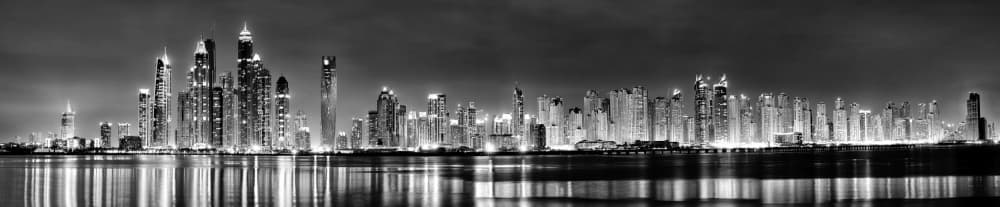 Dubai Skyline Reflections by Dan Edwards — canvas wall art