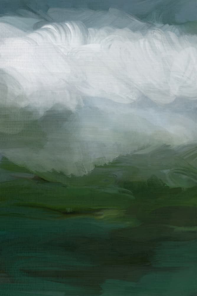 Misty Green Landscape by cartissi — canvas wall art
