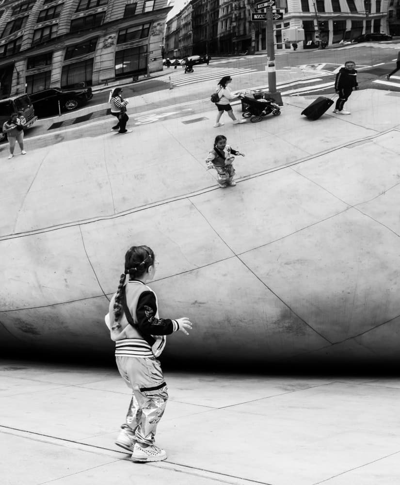 Young Girl City Reflections by Tong Zhang — canvas wall art