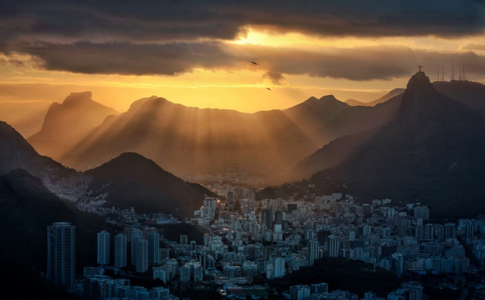Golden City Sunrise by Chong Q. Wu — canvas wall art