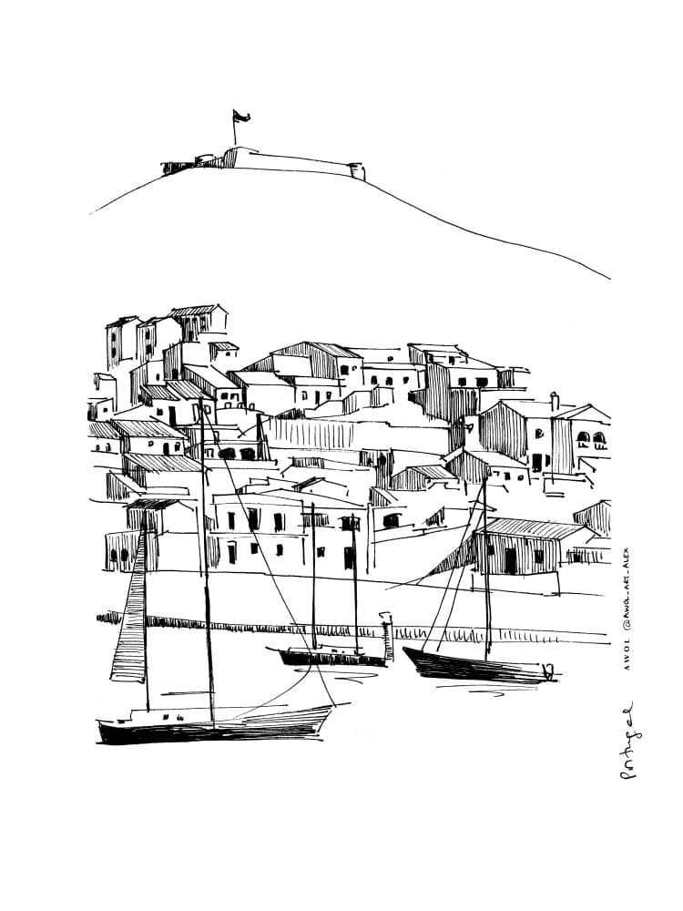 Portuguese Harbor Village by Awol Art Alex — canvas wall art