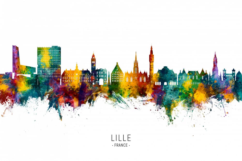 Vibrant Lille Cityscape by Michael Tompsett — canvas wall art