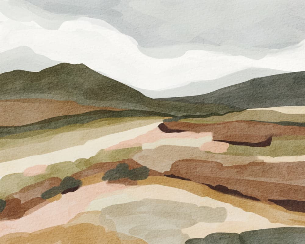 Muted Mountain Landscape by Nikita Jariwala — canvas wall art