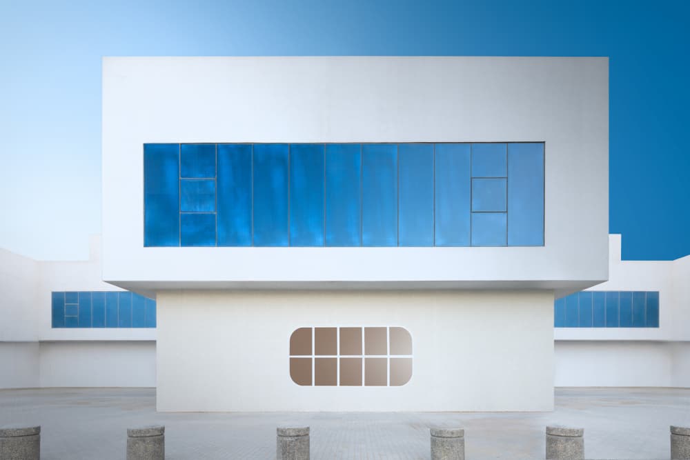 Modern Blue Architecture by Moath Alhamed — canvas wall art