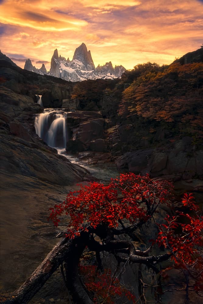 Fitz Roy Autumn Sunset by Liguang Huang — canvas wall art