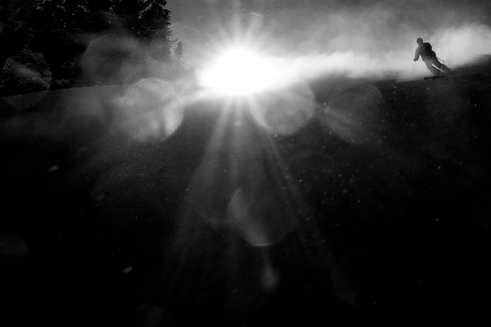 Sunlit Powder Skier by Martina Dimunová — canvas wall art