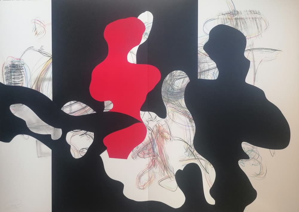 Abstract Red Black Forms by Stefano Mazzolini — canvas wall art
