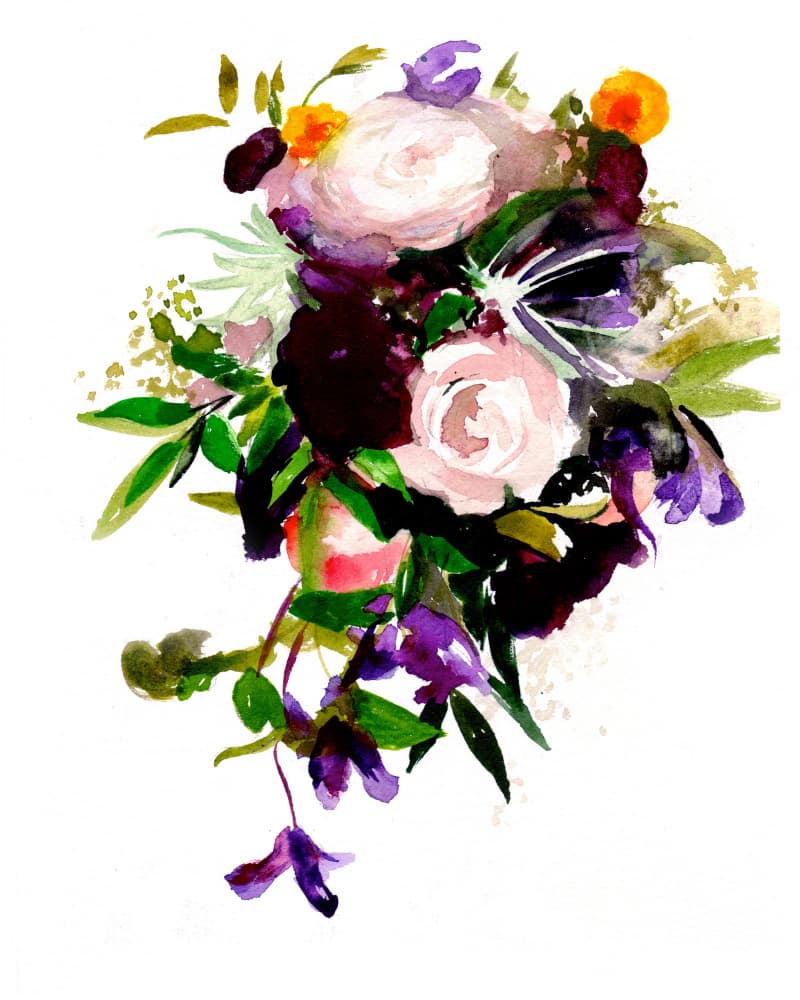 Vibrant Floral Watercolor Bouquet by Christine Lindstrom — canvas wall art