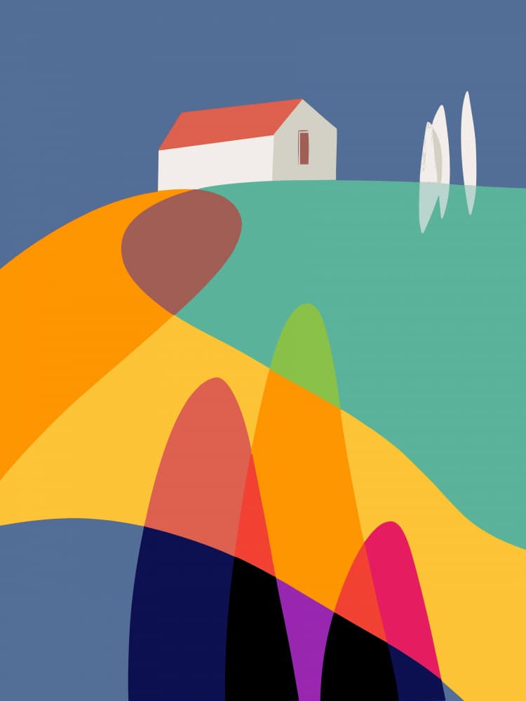 Vibrant Hillside Home by Little Dean — canvas wall art