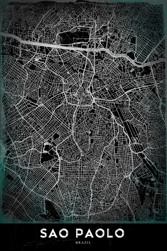 Sao Paulo Geometric Map by StudioSix — canvas wall art