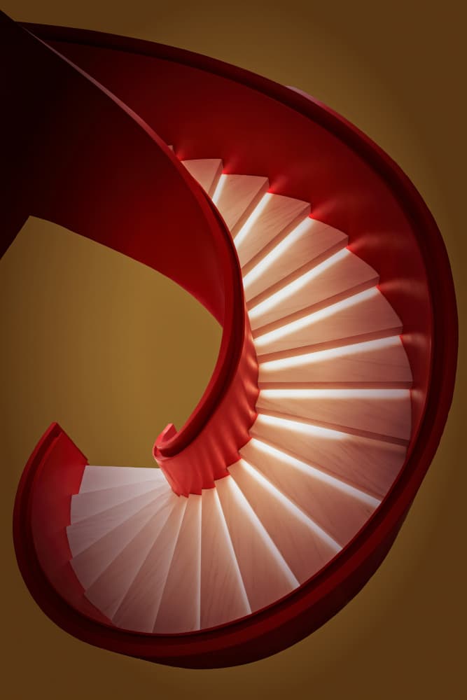 Red Spiral Staircase by konglingming — canvas wall art