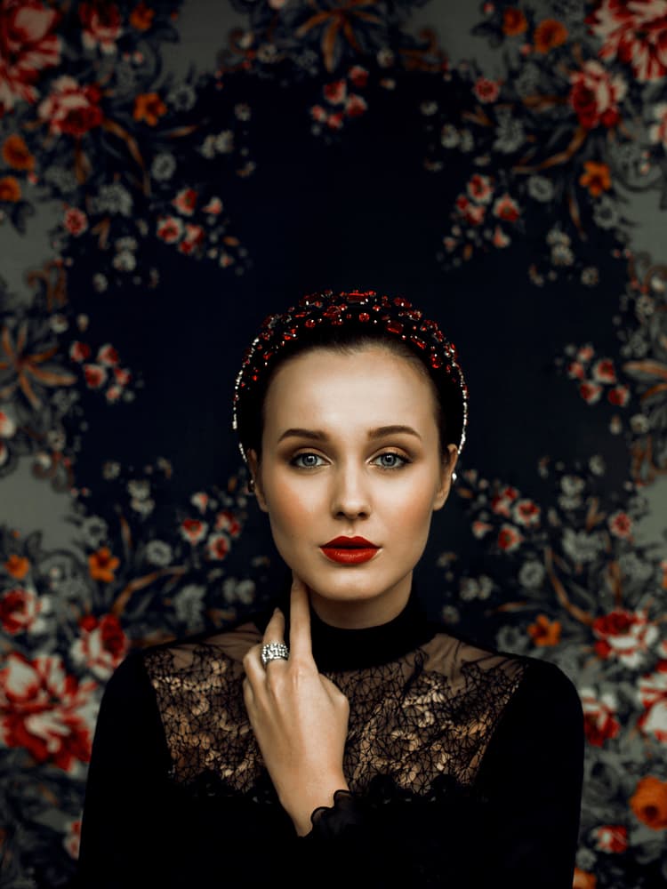 Elegant Floral Portrait by marinastudio — canvas wall art