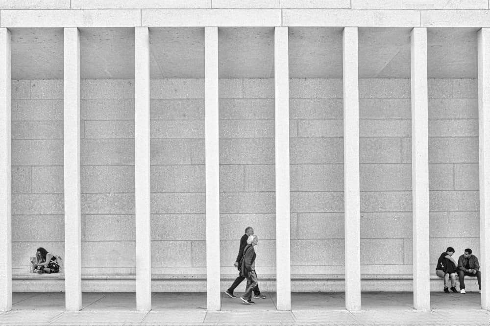 Urban Geometry With Figures by Donato Bellomo — canvas wall art