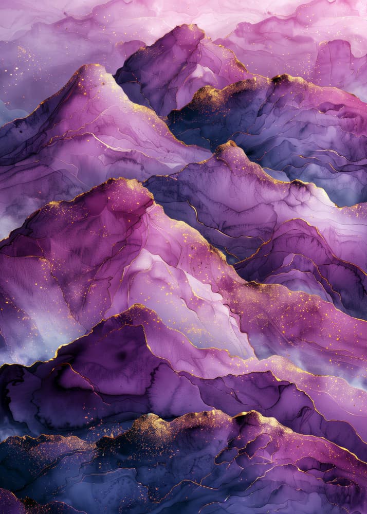 Purple Golden Peaks by Justyna Jaszke — canvas wall art